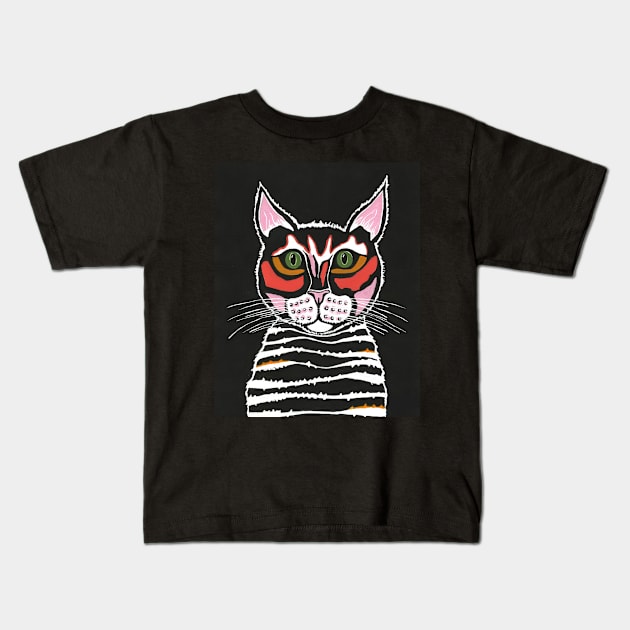 BLACK Cats Rule Painting Kids T-Shirt by SartorisArt1